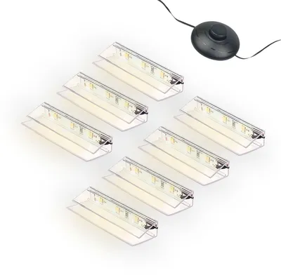 Produktbild von kalb | LED Glaskantenbeleuchtung Clip Set 3000K/5000K Transparent Plug & Play 7er Set warmweiß