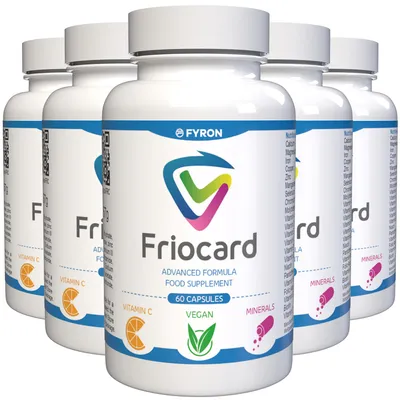 Produktbild von Friocard - 300 Kapseln (5x60) hochdosiert - Original Rezept aus der Schweiz - Vegan & Pflanzlich mit Vitaminen & Mineralien - 5er Pack