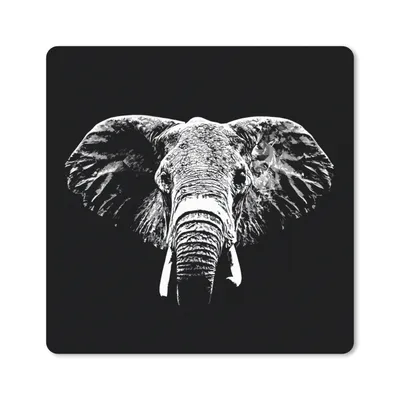 Produktbild von MuchoWow® Mauspad Mousepad Elefant - Tiere - Schwarz - Weiß 30x30 cm - Mousepads - Maus Mat - Pad - Mausunterlage - Gaming