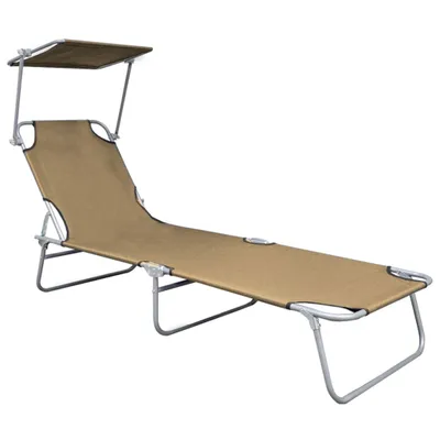 Produktbild von "2026 Aktion"Klappliege/Sonnenliege HOMMIE - Gartenliege - Gartenmöbel - mit Sonnenschutz Taupe Aluminium - 188,5x57,5x27 cm DEMöbel 9523329