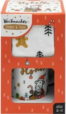 Produktbild von Sheepworld 49909 Tassen-Socken Set mit Motivdruck und Spruch ""Ho ho Ho""