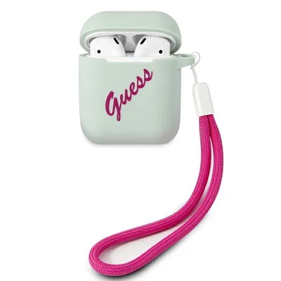 Produktbild von Guess Airpods 1/2 Silikon Hlle Vintage - blau/fuchsia