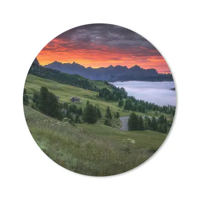 Produktbild von MuchoWow® Mauspad Mousepad Gras - Berge - Abend 30x30 cm - Mousepads - Maus Mat - Pad - Mausunterlage - Tischunterlage - Schreibtischmatten