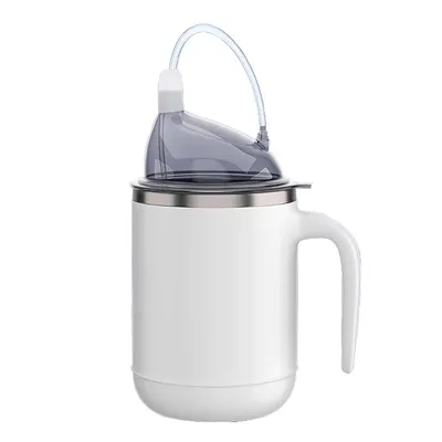 Produktbild von 304 Edelstahl Pflegebecher, 450 ml, Trink- & Breibecher, Anti-Leck, Silikon-Saugmund, für Bettlägerige, Schwangere, Senioren