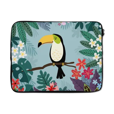Produktbild von MuchoWow® Laptop Hülle 17 Zoll Laptoptasche Tukan - Pflanzen - Kinder - Tiere - Kinder - Zipper - Schutzabdeckung