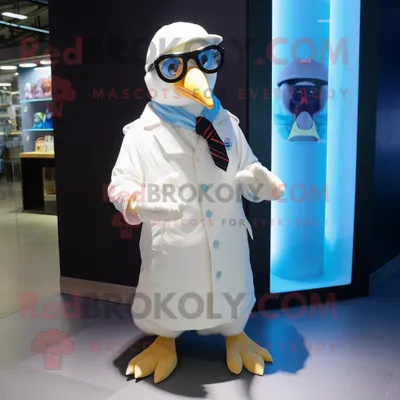 Produktbild von Weißer REDBROKOLY Pinguin Maskottchen Kostüm mit Parka und Manschettenknöpfen
