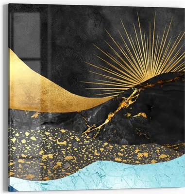Produktbild von DEQORI Glasbild Echtglas 50x50 cm 'Goldener Mondzauber' Wandbild Bild modern Deko