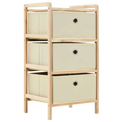 Immagine prodotto di vidaXL Mensole portaoggetti con 3 cestini in tessuto 2 pz. Legno di cedro beige