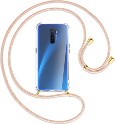 Produktbild von Handykette Backcover-Schutzhülle mit Band (Metall goldfarben) für Realme X2 Pro - rose peach
