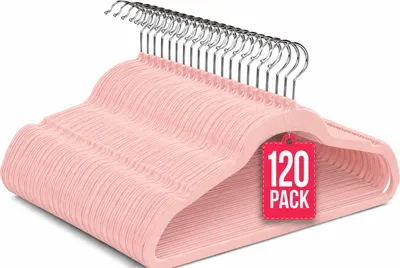 Imagen del producto de Perchas de Terciopelo Rosa Pack 120 COM-FORT HOUSE