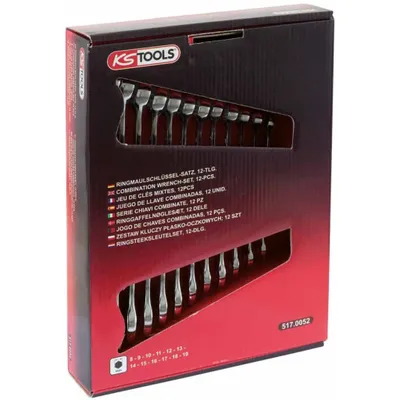 Produktbild von KS Tools 517.0052, Chrom, Chrom-Vanadium-Stahl, Gerade, 13,11,9,17,8,10,12,14,16,18,19 mm, 880 g, Box