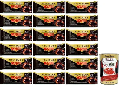 Produktbild von 18x Novi Novibloc Cioccolato Fondente Tafel Extra Dunkle Schokolade 70% Kakao 140g + Italian Gourmet Polpa di Pomodoro 400g Dose