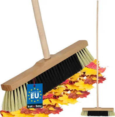 Obrázok produktu pre KOTARBAU® Metla s násadou 40 cm Pouličná metla s nylonovými štetinami Zametacia metla z dreva Metla na vonkajšie a vnútorné použitie Interiérová metla s drevenou násadou