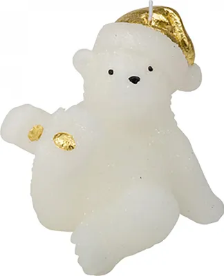 Produktbild von Eisbär-Kerze Weihnachten weiss-gold 10 cm - Einheitsgröße