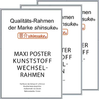 Produktbild von Motivational Büro Set 3 - Poster 3er Set - Discovery Conformity Lead + Wechselrahmen, Shinsuke® Maxi Kunststoff silber, Acryl-Scheibe