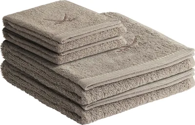 Produktbild von Sansibar Handtuch Frottier-Serie Classic Nr. 1 (Set, 4-tlg), hochwertige Ton-in-Ton Säbelstickerei, taupe