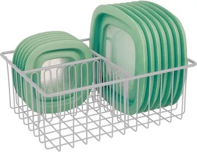 Immagine prodotto di Pratico organizer da cucina, a 3 scomparti, grigio chiaro, con supporto per coperchi