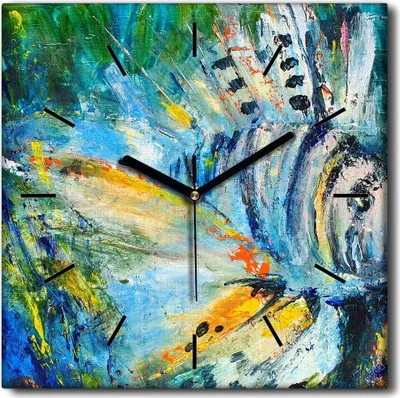 Produktbild von Coloray Uhr auf Leinwand 30x30 cm Wand Uhr Dekoration Wohnzimmer Segeltuch schwarze Hände -Lion Fish Zebra Tier