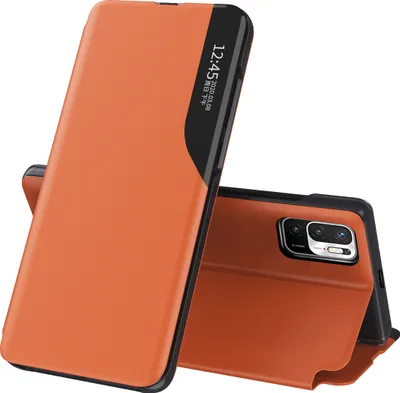 Produktbild von Xiaomi Redmi Note 10 5G Hülle, Smart View Fenster Flip Stand Cover Kunstleder Schutzhülle für Xiaomi Redmi Note 10 5G Orange