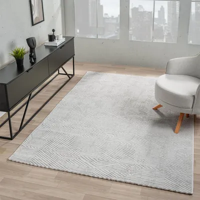 Produktbild von Teppich Kurzflor Wohnzimmer Rauten Hochtief-Muster/ 3D-Effekt Schlafzimmer Boho