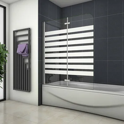 Produktbild von 120x140cm Badewanneaufsatz 2 tlg.Faltwand Links Montage Duschwand 6mm ESG Nano-Glas Duschkabine