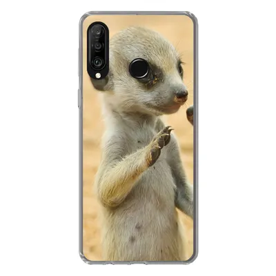 Produktbild von MuchoWow® Handyhülle Schutzhülle Hülle für Huawei P30 Lite Erdmännchen - Braun - Tier Silikon Softcase Handy Hülle - Handyhülle
