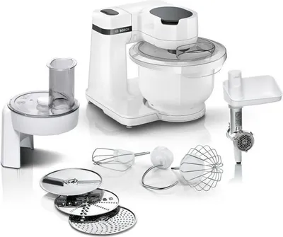 Image de Robot Pâtissier BOSCH Serie 2 MUMS2AW21, 700 W, 4 Vitesses, Bol 3,8 L, Avec Hachoir à Viande, Blanc