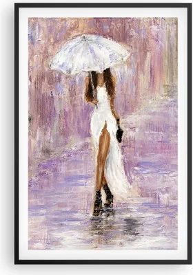 Produktbild von Gerahmtes Poster - Schwarzer Rahmen - Frau Regenschirm - 61x91,5 cm - Wand Bild - Wanddeko - Wandbilder - Kunstposter - Wandposter - Bilderrahmen - Bilder - Kunstdruck - Wandbild - P2BPA61x91-3822