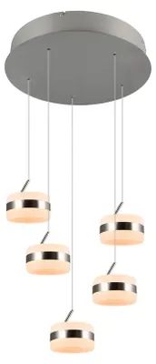 Zdjęcie produktu dla TRIO 331430507 DIOS Lampa wisząca D450 mm SMD LED 5x8 W/800 lm 2300+3000+4000 K nikiel matowy, ściemniacz z przełącznikiem
