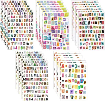 Immagine prodotto di Adesivi per scrapbooking a forma di lettera, stile vintage, 2406 pezzi, 30 fogli, colore nero, ideali per progetti creativi