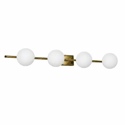 Obrázok produktu pre Stropné a nástenné svietidlo DUOMO, 4 žiarovky G9, zlatá kovová lampa s opálovými sklenenými guľami (priemer 11 cm), vhodné do obývačky, spálne alebo chodby, Obrázok generovaný UI