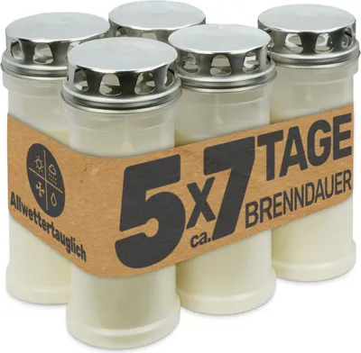 Produktbild von Grabkerze weiß mit 7 Tagen Brenndauer  Germany, Menge:5