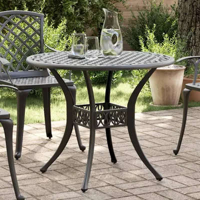 Produktbild von Möbel Gartentisch Schwarz Ø90x75 cm Aluminiumguss - Balkon Tisch 4002808