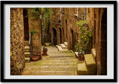 Produktbild von Bild - Bilderrahmen - 100 cm x 70 cm - MDF - Rahmen - Foto - Wandkunst italienische Straßen