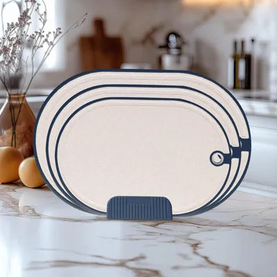 Image de Lot de 3 planches à découper, planches de cuisine en plastique, sans BPA, planches à découper pour la viande, planches à découper de cuisine, lavables au lave-vaisselle, bleu