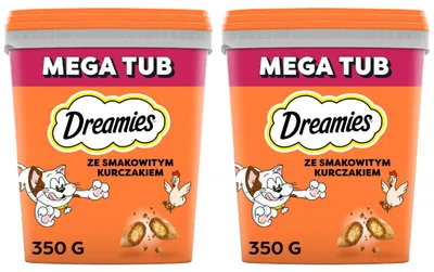 Zdjęcie produktu dla Dreamies Mega Pudełko Przysmak Dla Kota Chrupiące Paszteciki Z Nadzieniem Kurczak 2x350g