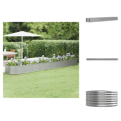 Produktbild von vidaXL Hochbeet Pulverbeschichteter Stahl 440x80x36 cm Silbern - Blumentöpfe & Pflanzgefäße