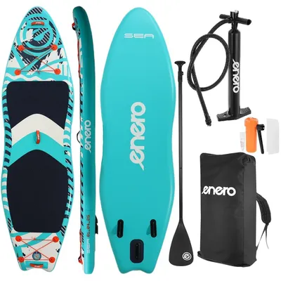 Produktbild von Aufblasbares SUP-Board ENERO SEA 320x91x15 cm – Set bis 140 kg – Extra breites Stand Up Paddle Board