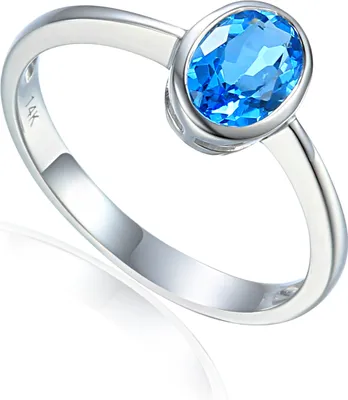Produktbild von 585er Weißgold Damenring mit Blautopas 0,97ct. Gr. 54