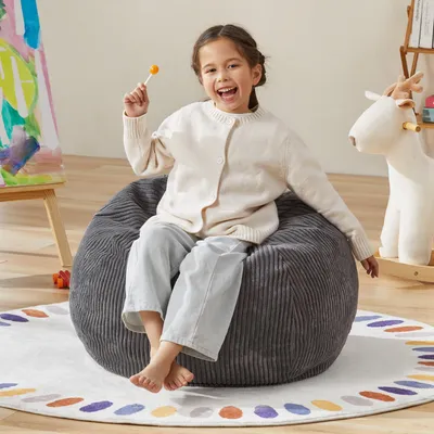 Kinder-Zitzak, Tropfenform, 6,5 m, grau, 52x55x74 cm, mit Füllung