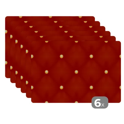 Obrázok produktu pre MuchoWow® Podložky Sada 6 podložiek Umývateľné podložky 30x45x0.3cm Vzory - Vianočné - Zlaté - Bodky Podložka pod stôl Nekĺzavá a odolná voči teplu