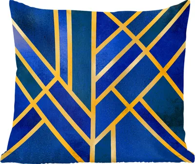 Produktbild von MuchoWow® Zierkissen Sofakissen Wohnzimmer Dekokissen 60x60 cm Gold - Blau - Design - Luxus - Sitzfläche - Foto Polster