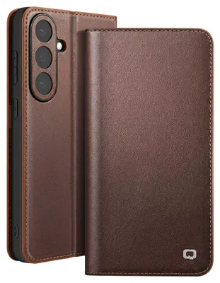Obrázok produktu pre Qialino, puzdro s matným koženým vzhľadom pre Galaxy S26 so stojanom, hnedé