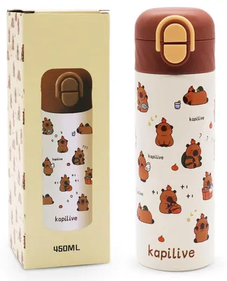 Immagine prodotto di Borraccia termica per bambini, in acciaio inossidabile, capacità 350 ml, priva di BPA, isolata termicamente, ideale per la scuola e il tempo libero