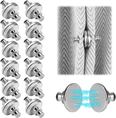 Produktbild von Vorhangmagnete 24 Stück Silber Zinklegierung Magnetischer Vorhangverschluss Für Duschvorhänge Und Fenstervorhänge
