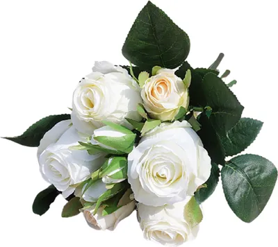 Produktbild von 9 Stück/Blumenstrauß, realistisch, schön, schön aussehende künstliche Rosen, künstliche Seidenblumen für Zuhause-Weiß