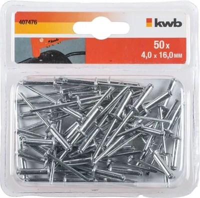 Produktbild von kwb 407476 Blindniete (Ø x L) 4 mm x 16 mm Aluminium Aluminium Aluminium 50 St