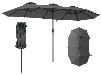 Obrázek produktu pro Dvojitý slunečník s ruční klikou NP13303GR, 400 x 215 cm, šedý