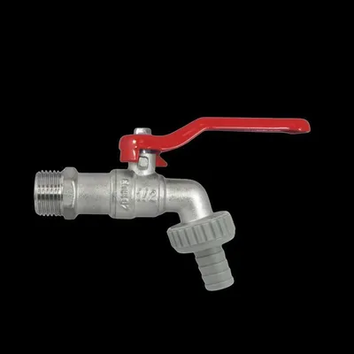Produktbild von AquaCraft Auslaufventil 1 Zoll 1001000130 mit rotem Stahlhebelgriff , messing verchromt