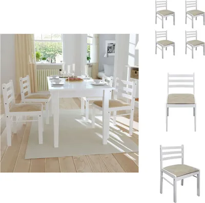 Immagine prodotto di vidaXL Sedie da pranzo 4 pz. Legno di gomma massiccio bianco e velluto - Sedie da pranzo